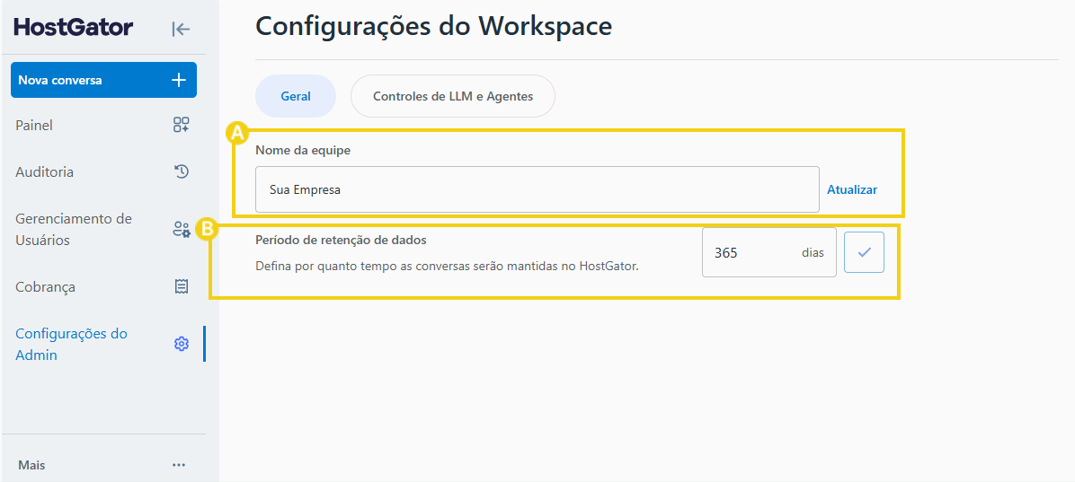 Imagem das opções disponíveis para gerenciamento de equipe do AllPass