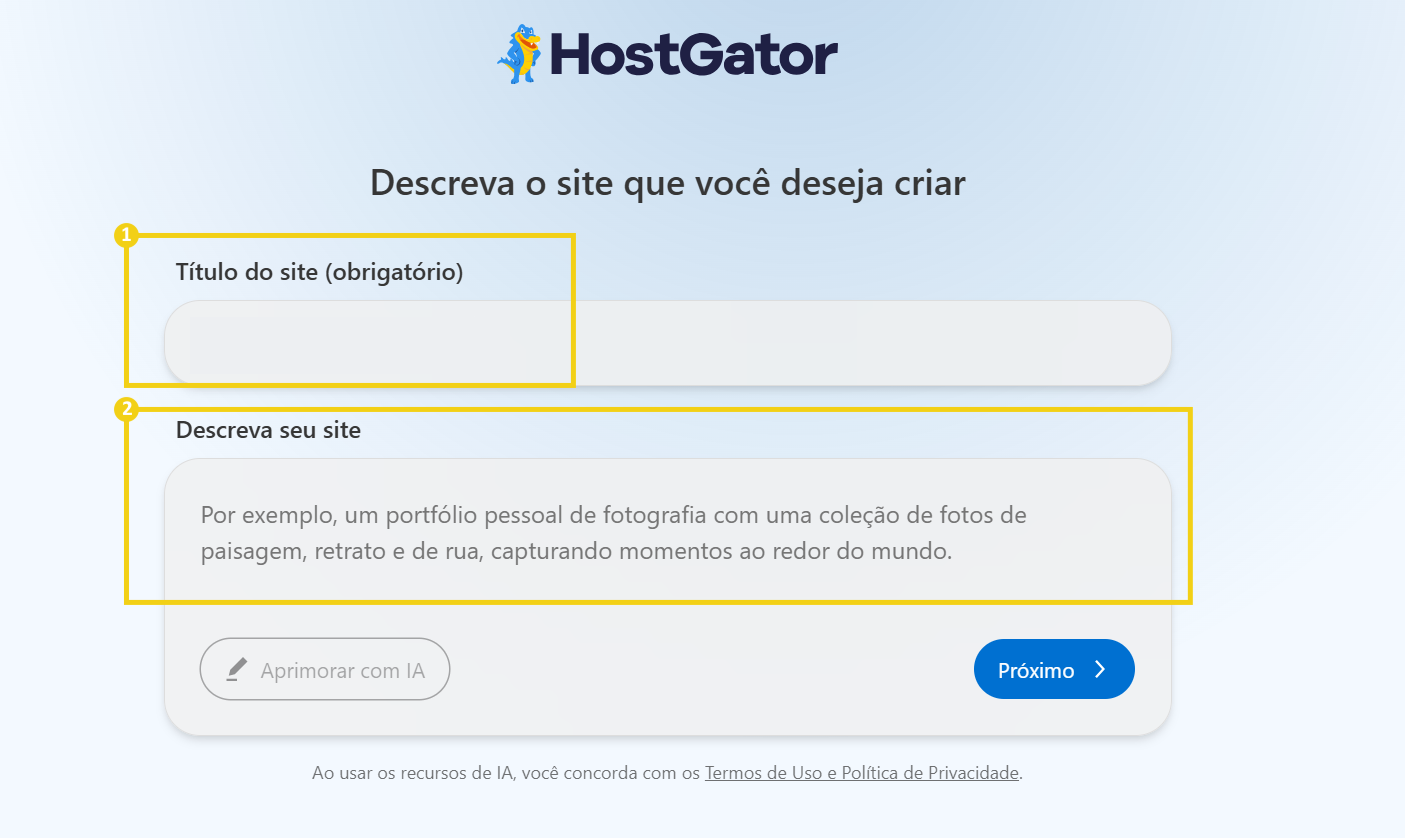 Imagem mostra a tela para incluir o título e a descrição