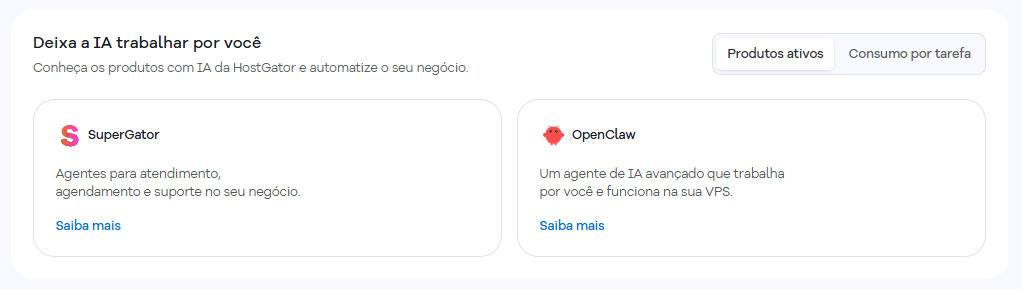 Imagem mostra o consumo dos créditos de acordo com o produto utilizado