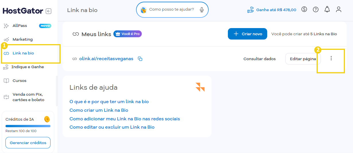 Imagem do Portal do Cliente, destacando menu lateral e ícone de 3 pontinhos