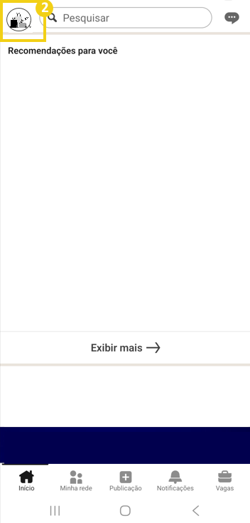 Tela mostra perfil do Linkedin, destacando ícone da foto de perfil