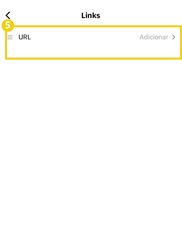 Tela de gerenciamento de links do tiktok, destacando ação "Adicionar" na opção site