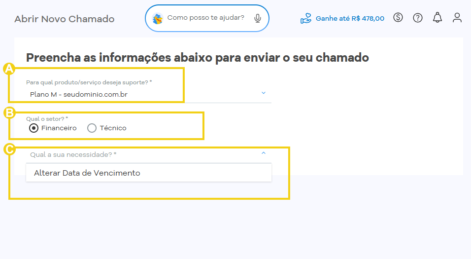 Imagem mostra os campos para preencher o formulário