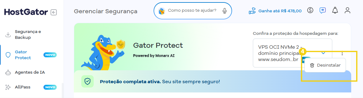 Imagem mostrando a opção "Desinstalar"