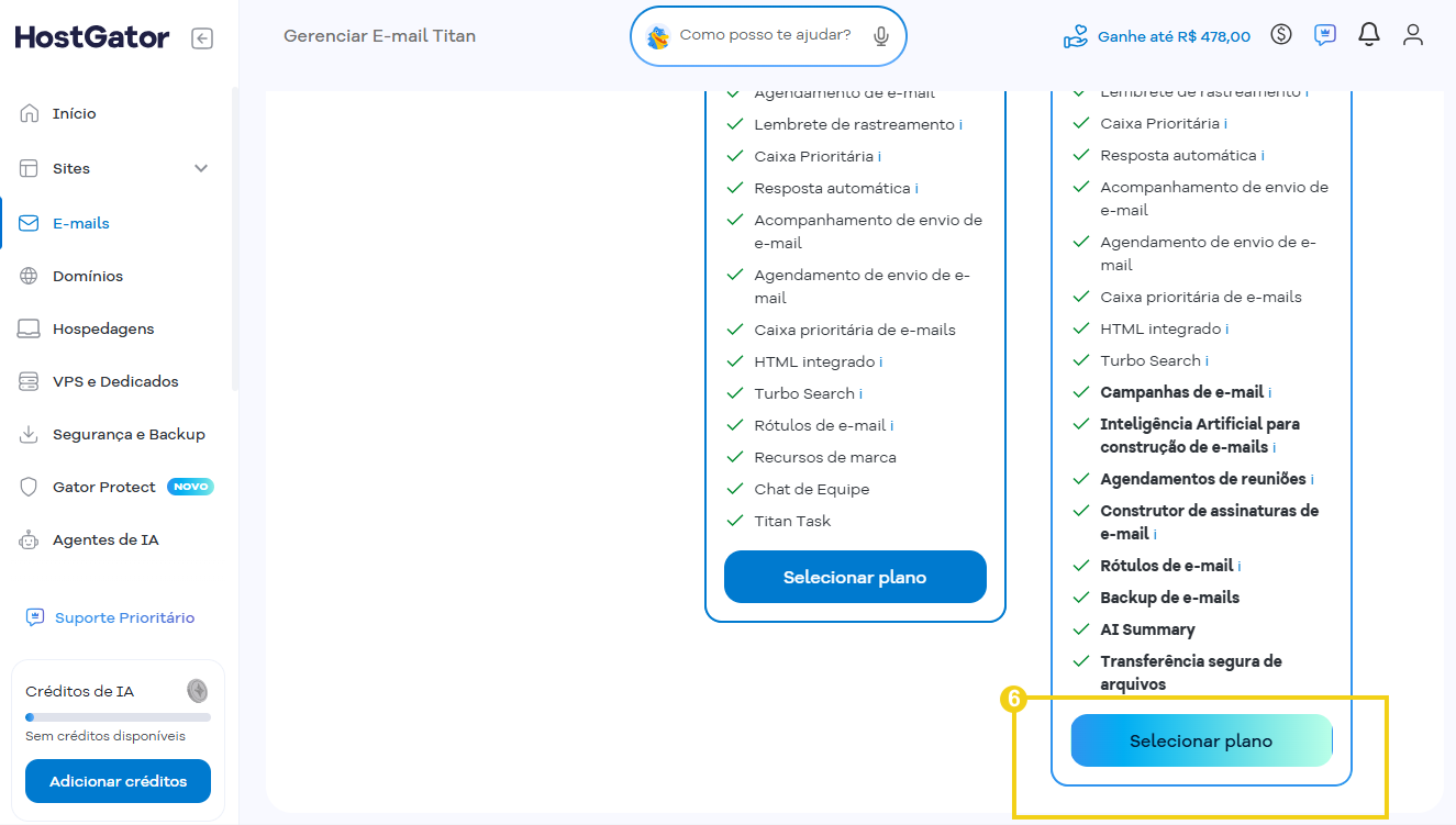 Imagem destaca a opção "Selecionar plano"