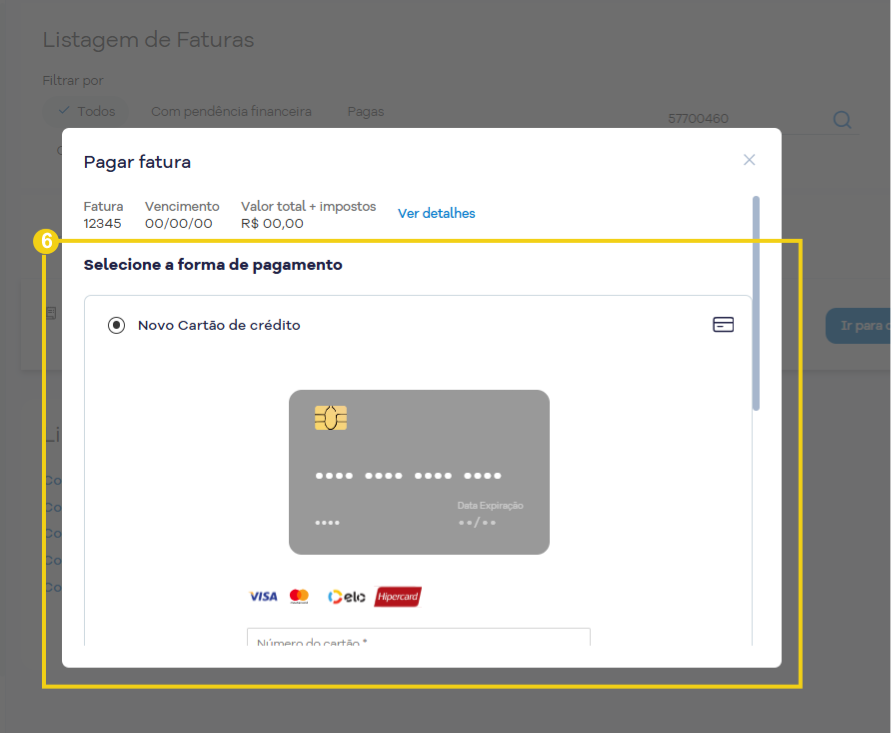 Imagem da tela de pagamento de fatura