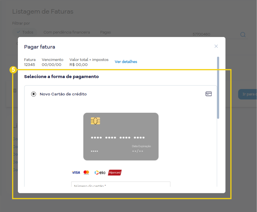 Imagem da tela de pagamento de fatura